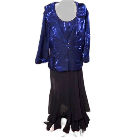 Vintage Jacket & Maxi Skirt Paired Midnight Blue and Black Size 2X - Picture 1 of 9